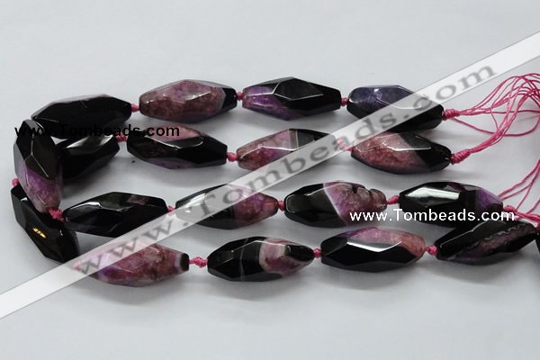 CAA511 15.5 inches 15*40mm faceted rice agate druzy geode beads