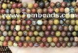 CAA5132 15.5 inches 4mm round red moss agate beads wholesale