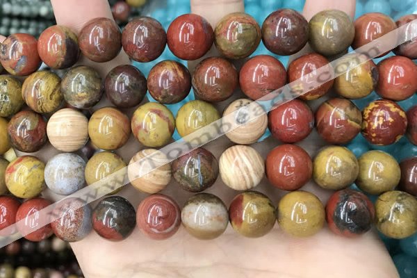 CAA5136 15.5 inches 12mm round red moss agate beads wholesale