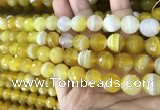 CAA5151 15.5 inches 8mm faceted round banded agate beads