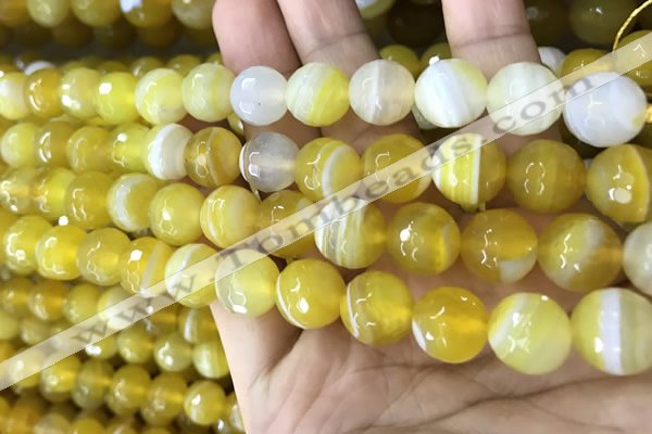 CAA5151 15.5 inches 8mm faceted round banded agate beads