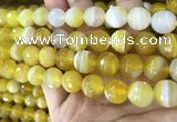 CAA5153 15.5 inches 12mm faceted round banded agate beads