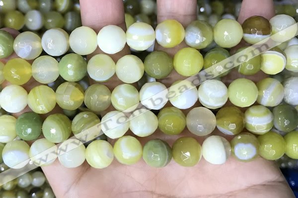 CAA5159 15.5 inches 10mm faceted round banded agate beads