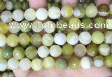 CAA5160 15.5 inches 12mm faceted round banded agate beads