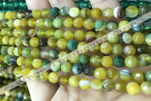 CAA5164 15.5 inches 6mm faceted round banded agate beads