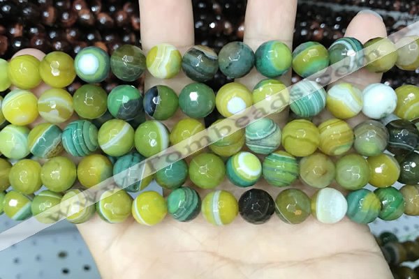 CAA5165 15.5 inches 8mm faceted round banded agate beads