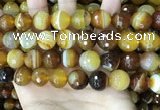 CAA5175 15.5 inches 14mm faceted round banded agate beads