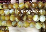 CAA5176 15.5 inches 16mm faceted round banded agate beads