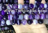 CAA5182 15.5 inches 14mm faceted round banded agate beads