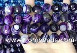 CAA5183 15.5 inches 16mm faceted round banded agate beads