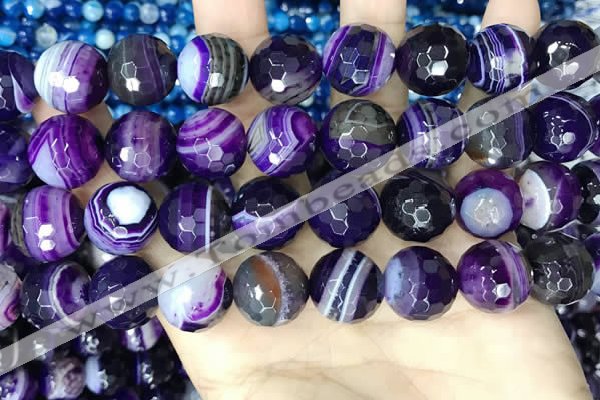 CAA5183 15.5 inches 16mm faceted round banded agate beads