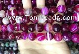 CAA5188 15.5 inches 12mm faceted round banded agate beads