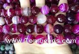 CAA5189 15.5 inches 14mm faceted round banded agate beads