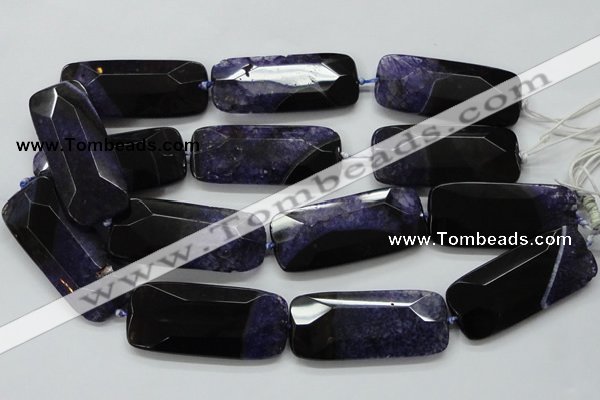 CAA522 15.5 inches 25*56mm faceted rectangle agate druzy geode beads