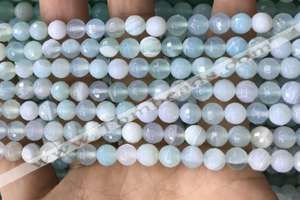 CAA5220 15.5 inches 6mm faceted round banded agate beads