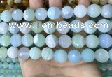 CAA5224 15.5 inches 14mm faceted round banded agate beads