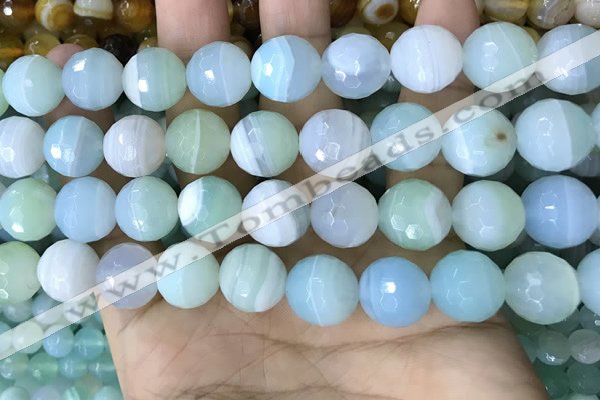 CAA5224 15.5 inches 14mm faceted round banded agate beads