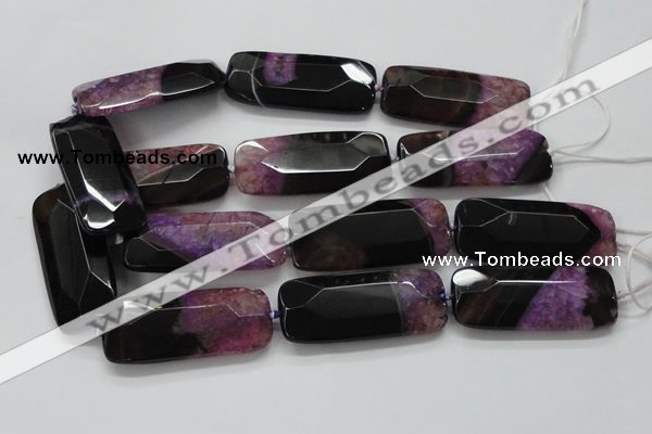 CAA523 15.5 inches 25*56mm faceted rectangle agate druzy geode beads