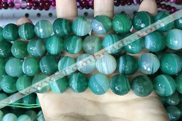 CAA5238 15.5 inches 14mm faceted round banded agate beads