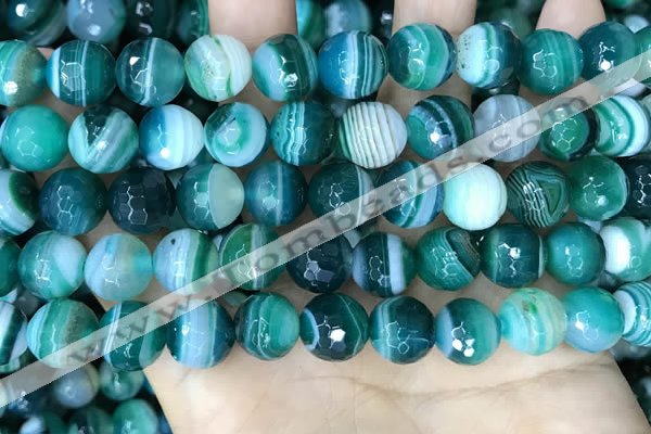 CAA5243 15.5 inches 10mm faceted round banded agate beads