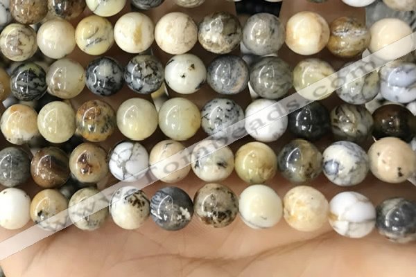 CAA5259 15.5 inches 12mm round dendrite agate beads wholesale