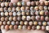 CAA5272 15.5 inches 8mm round natural red crazy lace agate beads