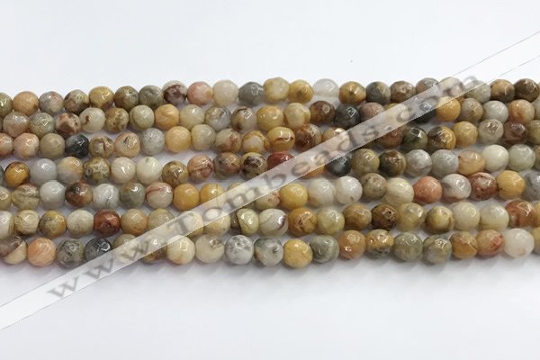 CAA5290 15.5 inches 4mm faceted round crazy lace agate beads wholesale