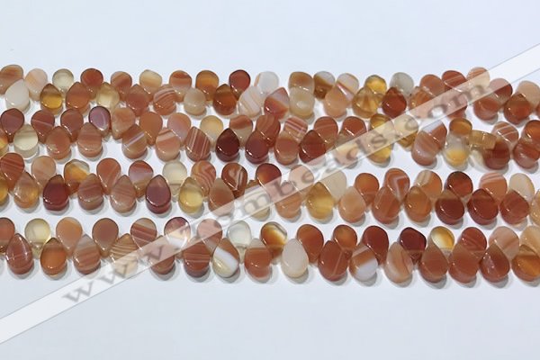 CAA5300 Top drilled 6*8mm flat teardrop line agate beads