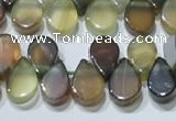 CAA5303 Top drilled 6*8mm flat teardrop line agate beads