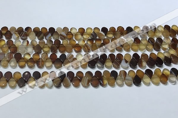 CAA5304 Top drilled 6*8mm flat teardrop line agate beads