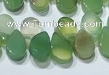 CAA5306 Top drilled 6*8mm flat teardrop line agate beads