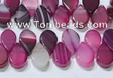 CAA5308 Top drilled 6*8mm flat teardrop line agate beads