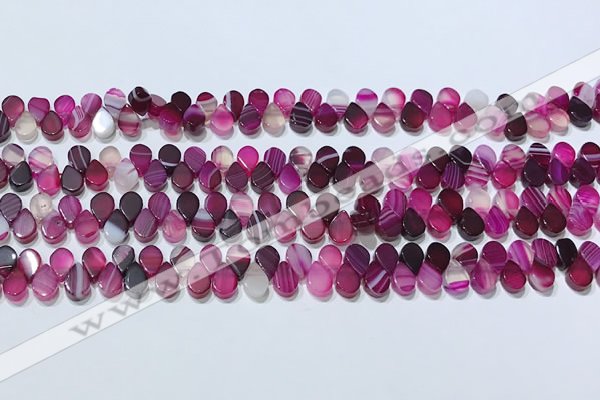 CAA5308 Top drilled 6*8mm flat teardrop line agate beads