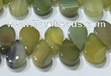 CAA5311 Top drilled 6*8mm flat teardrop line agate beads