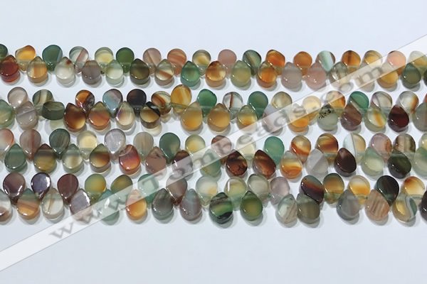 CAA5312 Top drilled 6*8mm flat teardrop line agate beads