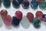 CAA5314 Top drilled 6*8mm flat teardrop line agate beads