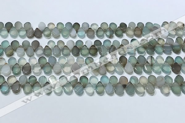 CAA5316 Top drilled 6*8mm flat teardrop line agate beads