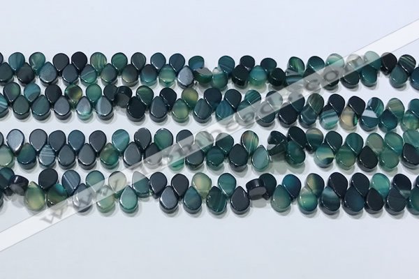 CAA5317 Top drilled 6*8mm flat teardrop line agate beads