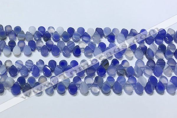 CAA5318 Top drilled 6*8mm flat teardrop line agate beads