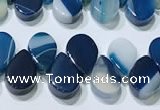 CAA5319 Top drilled 6*8mm flat teardrop line agate beads