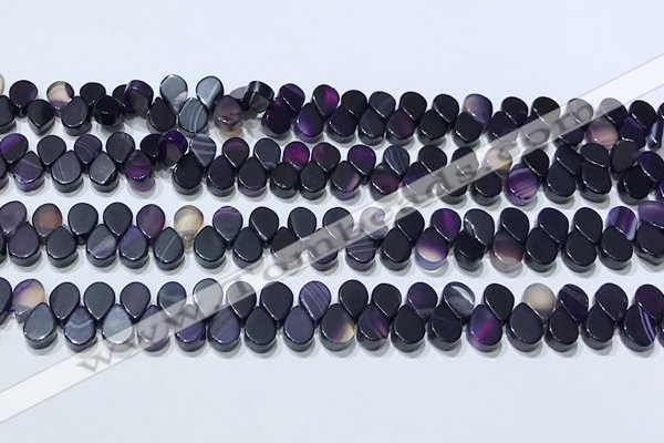 CAA5320 Top drilled 6*8mm flat teardrop line agate beads