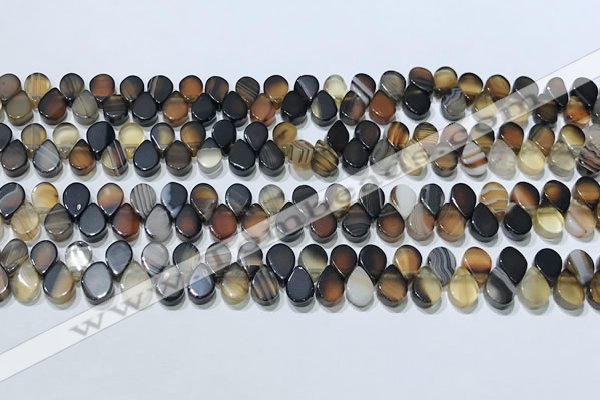 CAA5321 Top drilled 6*8mm flat teardrop line agate beads