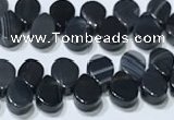 CAA5322 Top drilled 6*8mm flat teardrop line agate beads