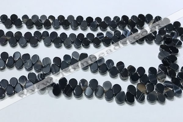 CAA5322 Top drilled 6*8mm flat teardrop line agate beads