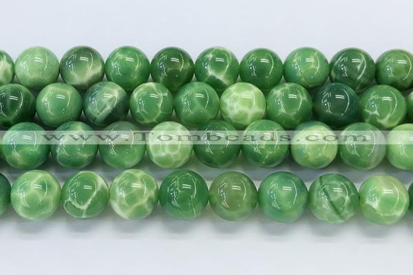 CAA5408 15.5 inches 12mm round peacock serpntine gemstone beads