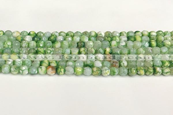 CAA5504 15 inches 6mm faceted round fire crackle agate beads