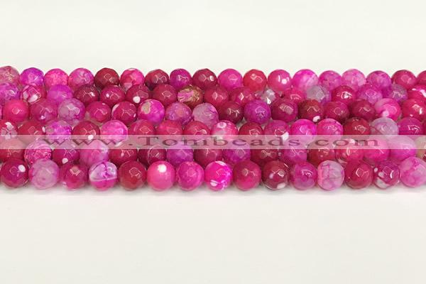 CAA5513 15 inches 8mm faceted round fire crackle agate beads