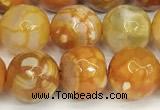 CAA5526 15 inches 10mm faceted round fire crackle agate beads