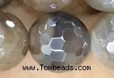 CAA5565 15 inches 12mm faceted round AB-color banded agate beads