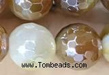 CAA5572 15 inches 10mm faceted round AB-color banded agate beads